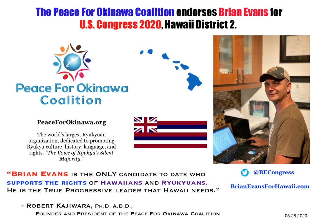 Peace For Okinawa Coalition endorses Brian Evans for U.S. Congress Hawaii 2020
